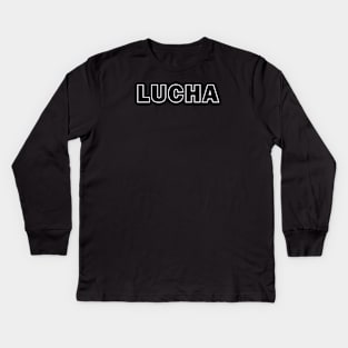 Lucha (White) Kids Long Sleeve T-Shirt